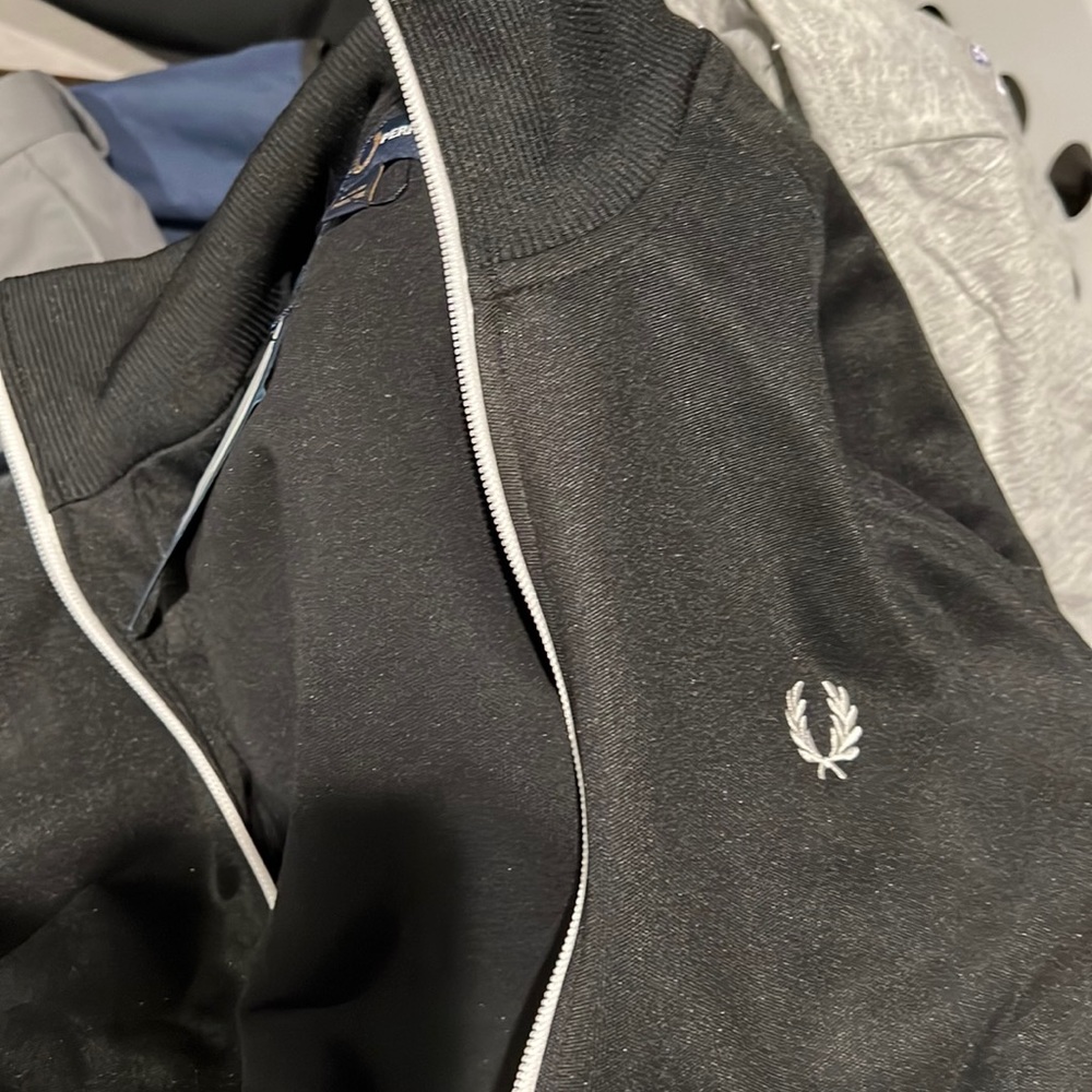 Mens Fred Perry Taped Track Jacket Black Size Medium